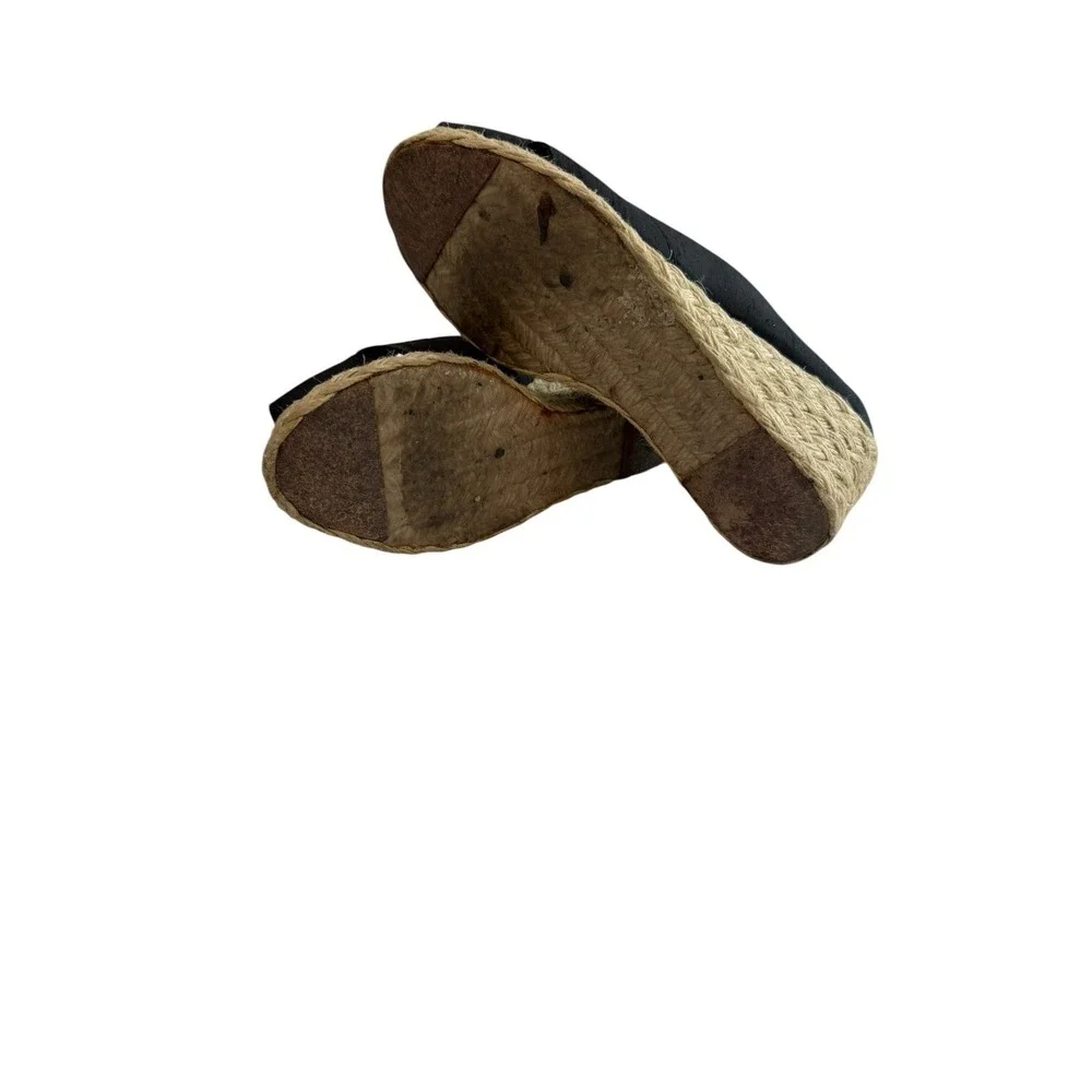 Lauren Ralph‎ Lauren Cecilia Espadrille Wedges Black Shantung Size 7.5 Women's